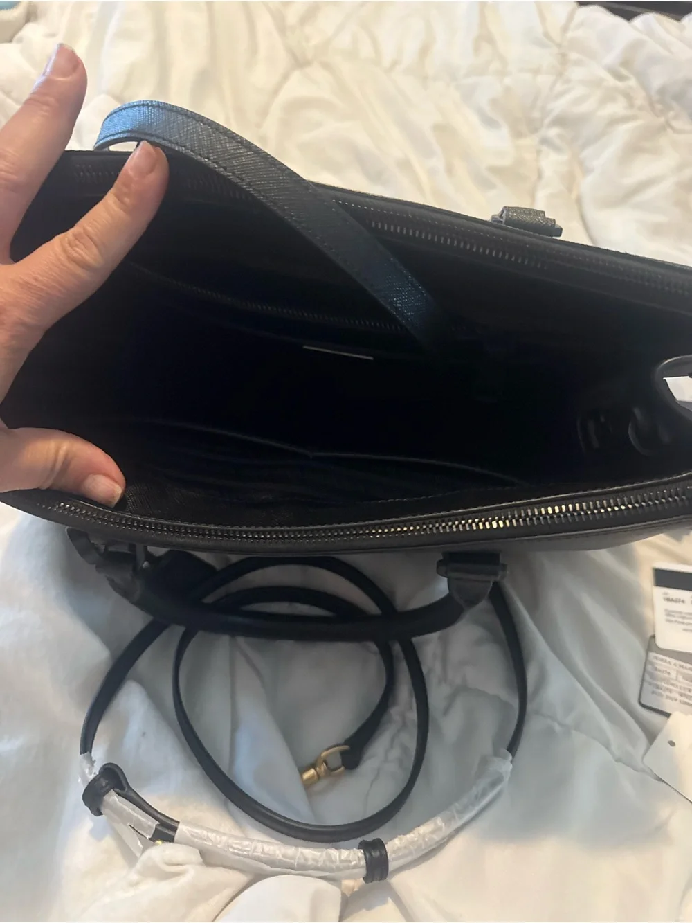 Prada Black Saffiano Leather Satchel with Gold Hardware